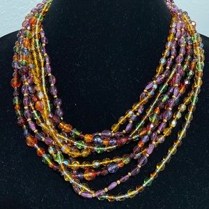 Vintage Joan River Four Strand Autumn Czech Glass Bead Long/Mid/Torsade Necklace